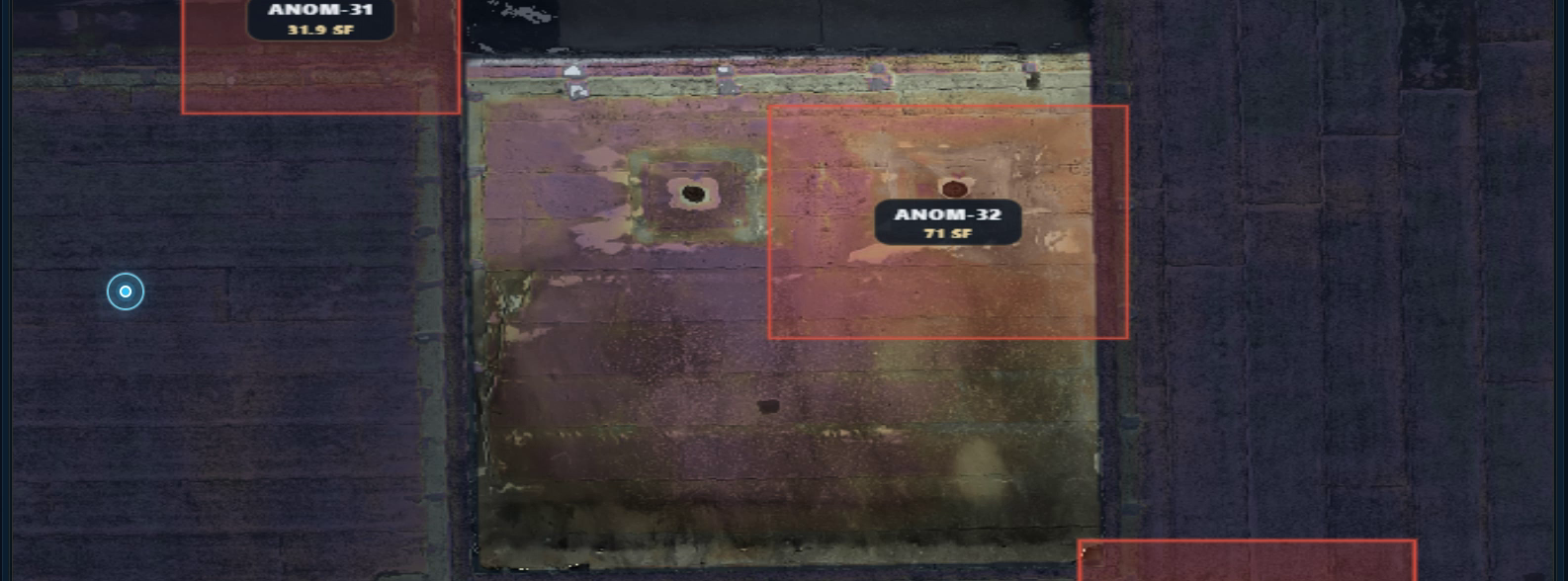 Mapped finding overlay tied to an exact roof location