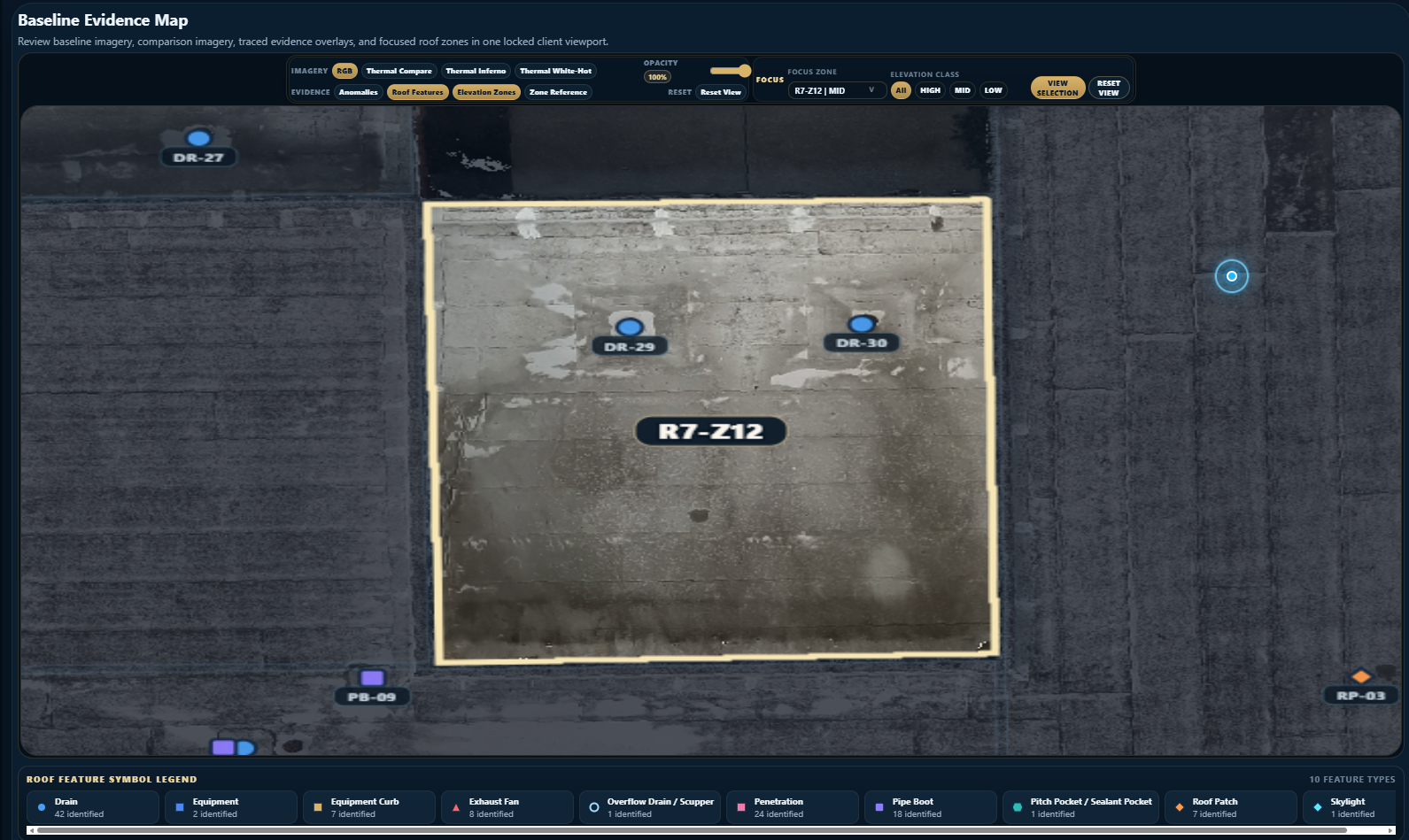 Roof zone reference connected to the shared record